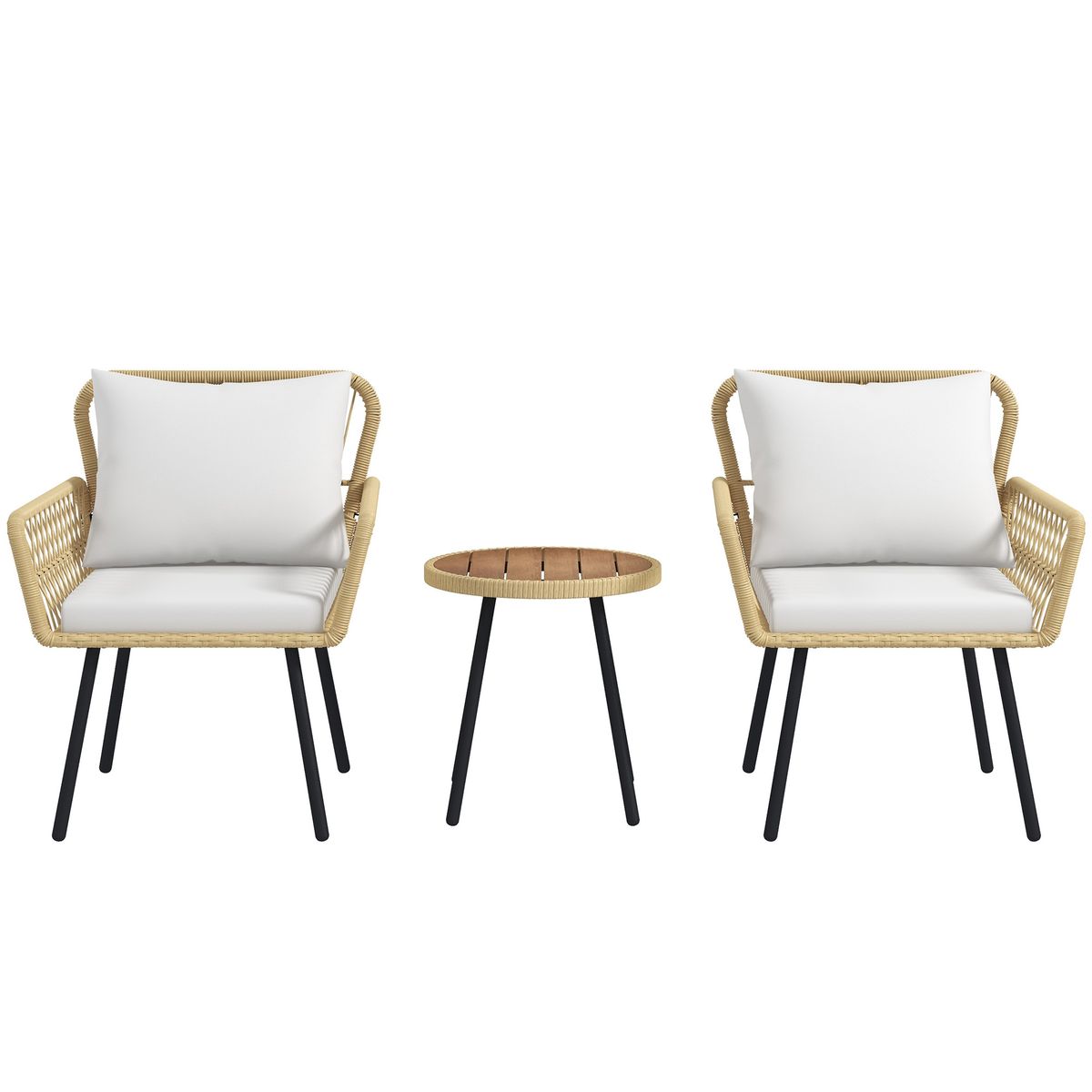 Conjunto de jardín Bolonia Outsunny 2 sillas + mesa natural