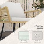 Conjunto de jardín Bolonia Outsunny 2 sillas + mesa natural