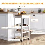 Carrito auxiliar Colibrí Homcom 4 niveles con ruedas blanco 76x37x37 cm