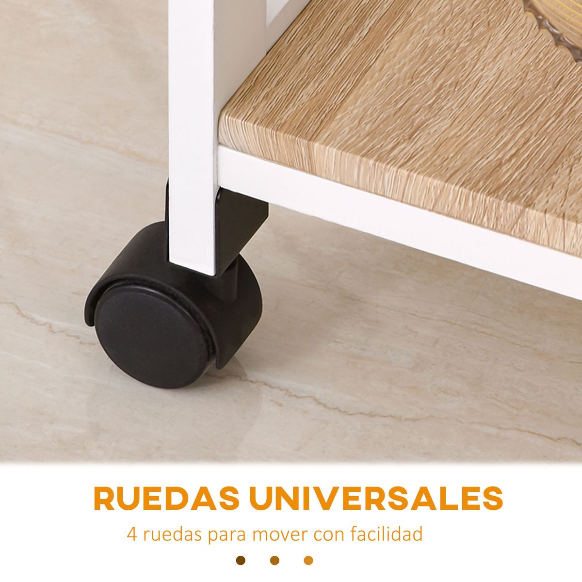 Carrito auxiliar Colibrí Homcom 4 niveles con ruedas blanco 76x37x37 cm