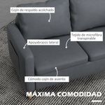 Sofá Preta Homcom 2 plazas con bolsillos laterales gris 83x143x76 cm