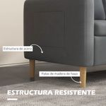 Sofá Preta Homcom 2 plazas con bolsillos laterales gris 83x143x76 cm