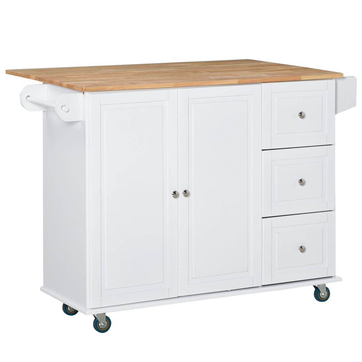Isla de cocina Kalos Homcom extensible con ruedas blanco 92,5x128,8x75,5 cm