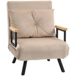 Sillón cama Prince Homcom ajustable 5 niveles beige 81x63x73 cm