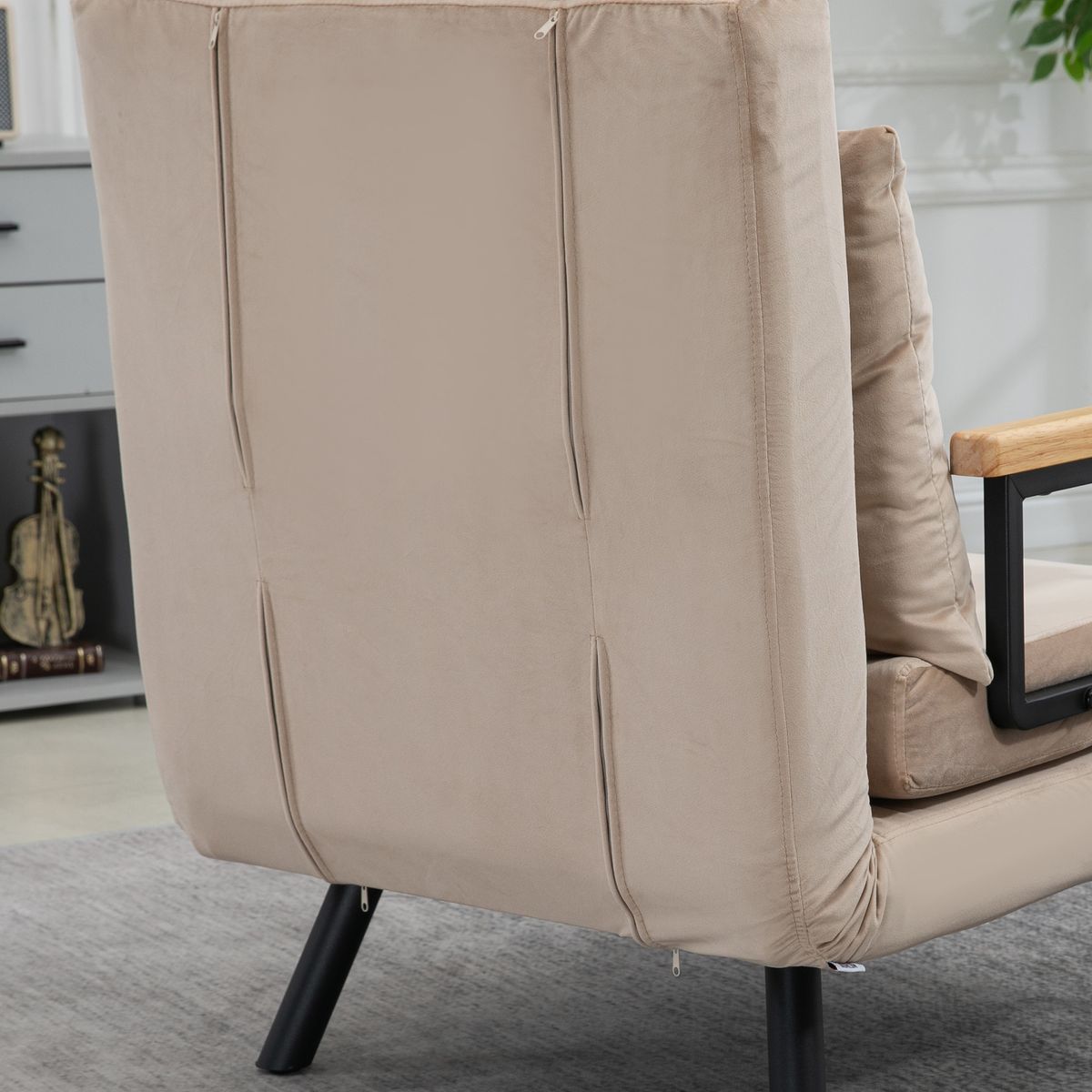 Sillón cama Prince Homcom ajustable 5 niveles beige 81x63x73 cm