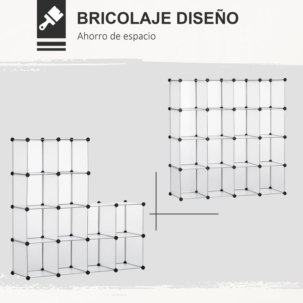 Organizador modular Pluma Homcom 16 cubos transparente 125x125x32 cm