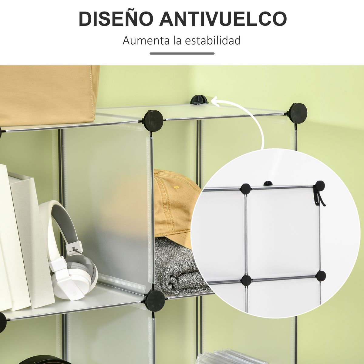 Organizador modular Pluma Homcom 16 cubos transparente 125x125x32 cm