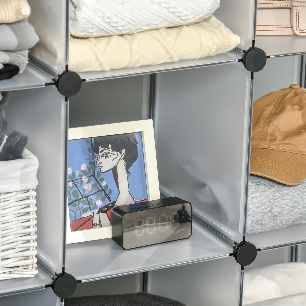 Organizador modular Pluma Homcom 16 cubos transparente 125x125x32 cm