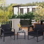 Conjunto de exterior Mar Outsunny mesa + 2 sillones negro