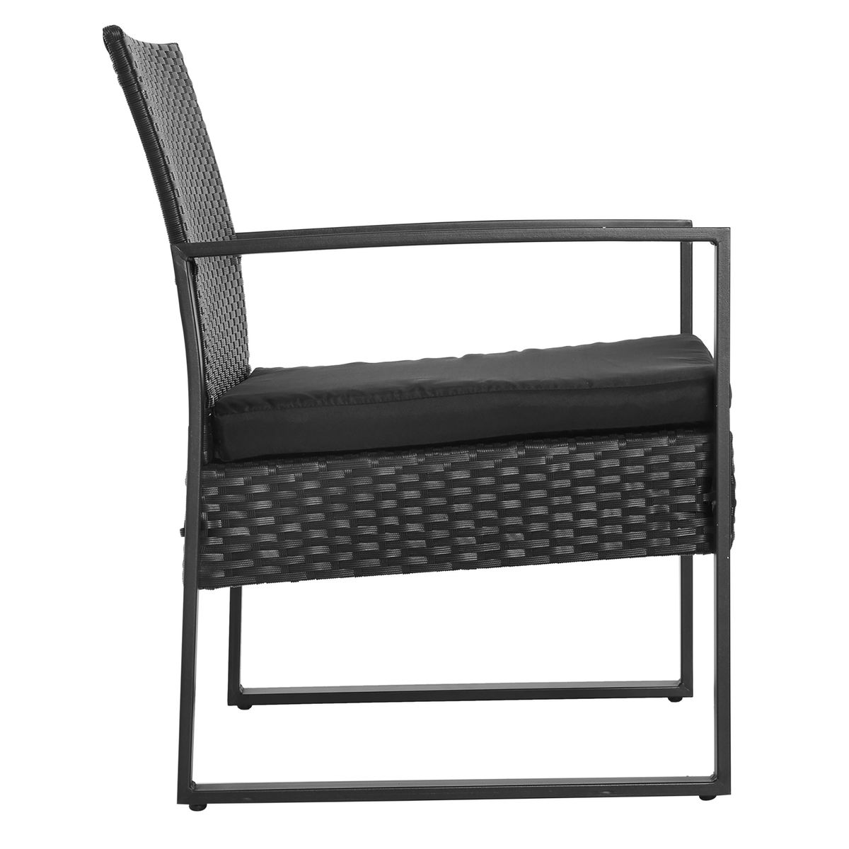 Conjunto de exterior Mar Outsunny mesa + 2 sillones negro