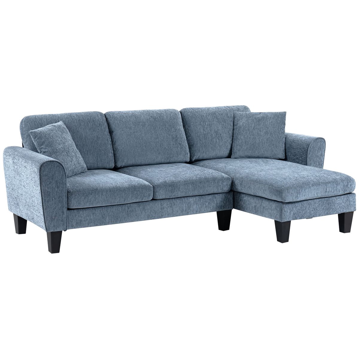 Sofá chaiselongue Diva Homcom 3 plazas reversible azul oscuro 87x230x138 cm