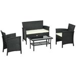Conjunto de jardín Koshi Outsunny 3 sillones + 1 mesa negro/crema 2