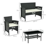 Conjunto de jardín Koshi Outsunny 3 sillones + 1 mesa negro/crema 3