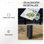 Conjunto de jardín Koshi Outsunny 3 sillones + 1 mesa negro/crema 6