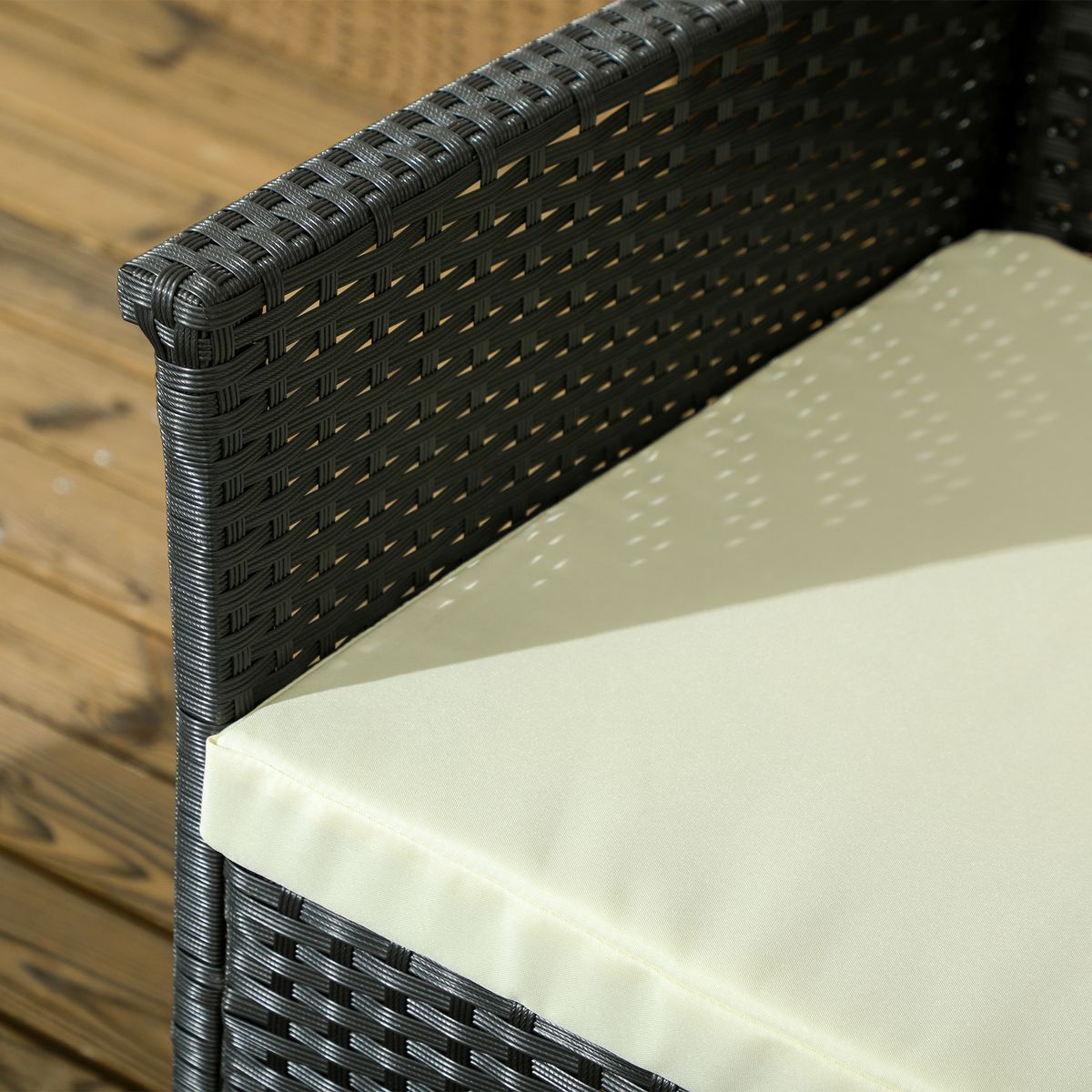 Conjunto de jardín Koshi Outsunny 3 sillones + 1 mesa negro/crema 7