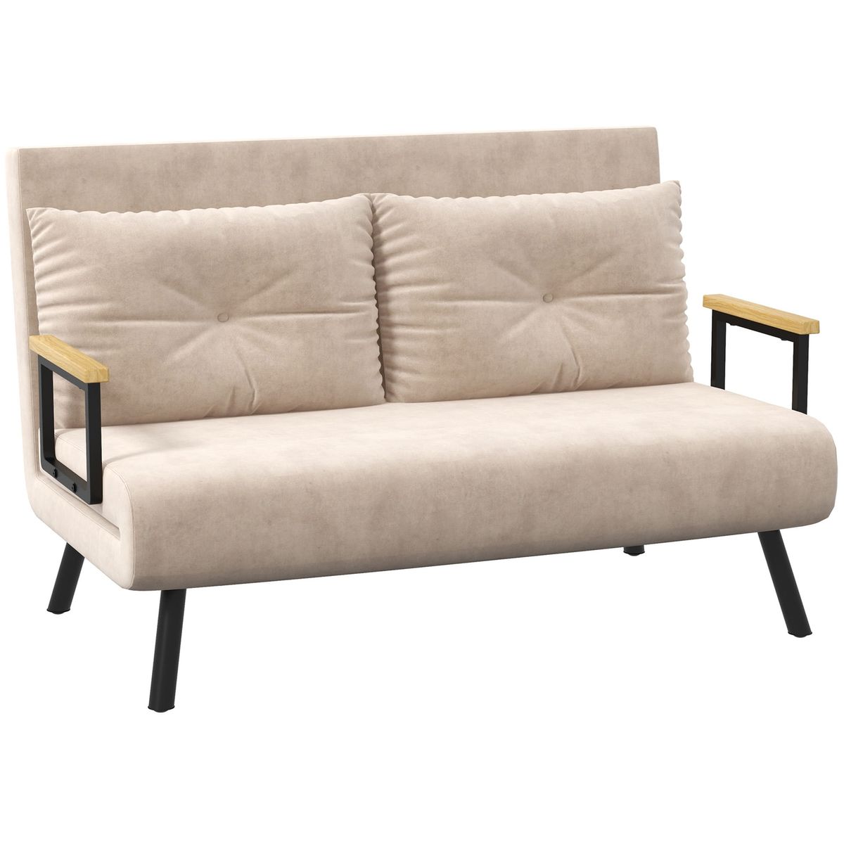 Sofá cama Mangata Homcom 3 en 1 respaldo ajustable beige 81x102x73 cm
