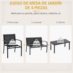 Conjunto de jardín Jeff Outsunny 3 sillones + 1 mesa negro 4
