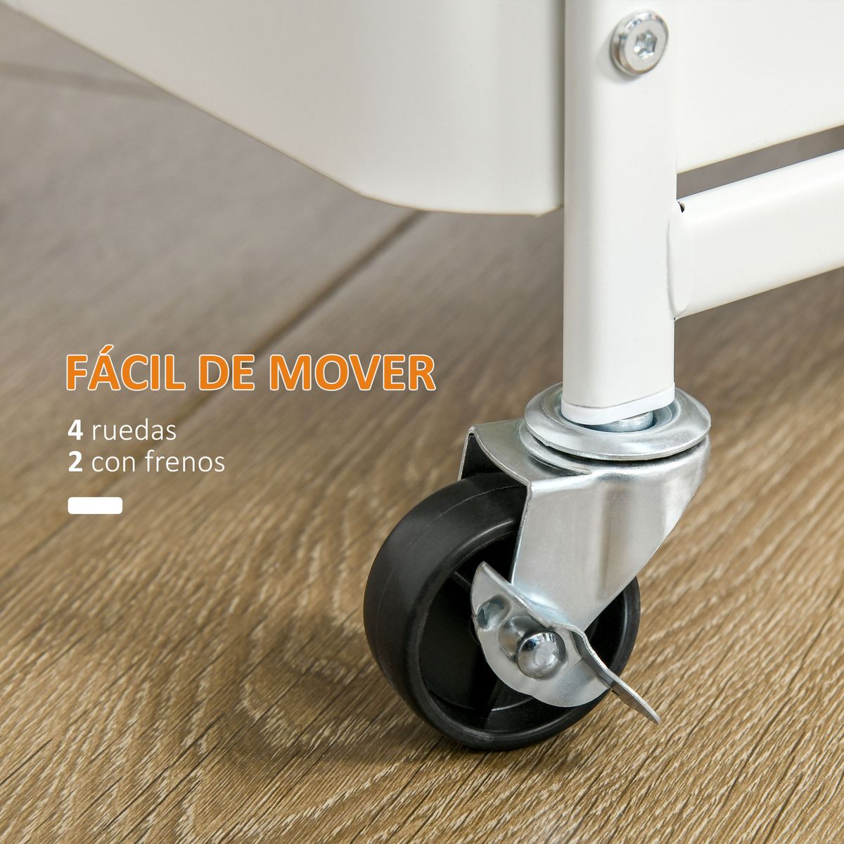 Carrito auxiliar Rush Homcom 3 niveles + 4 ganchos + 2 cestas blanco 75,6x51,5x32 cm