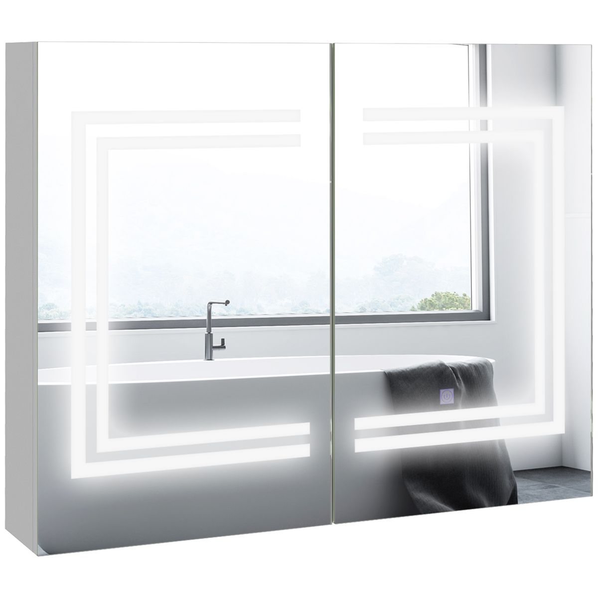 Armario con espejo Foro Kleankin con estantes ajustables blanco brillo 65x80x15 cm