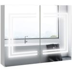 Armario con espejo Foro Kleankin con estantes ajustables blanco brillo 65x80x15 cm