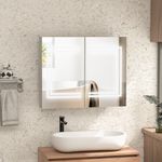 Armario con espejo Foro Kleankin con estantes ajustables blanco brillo 65x80x15 cm