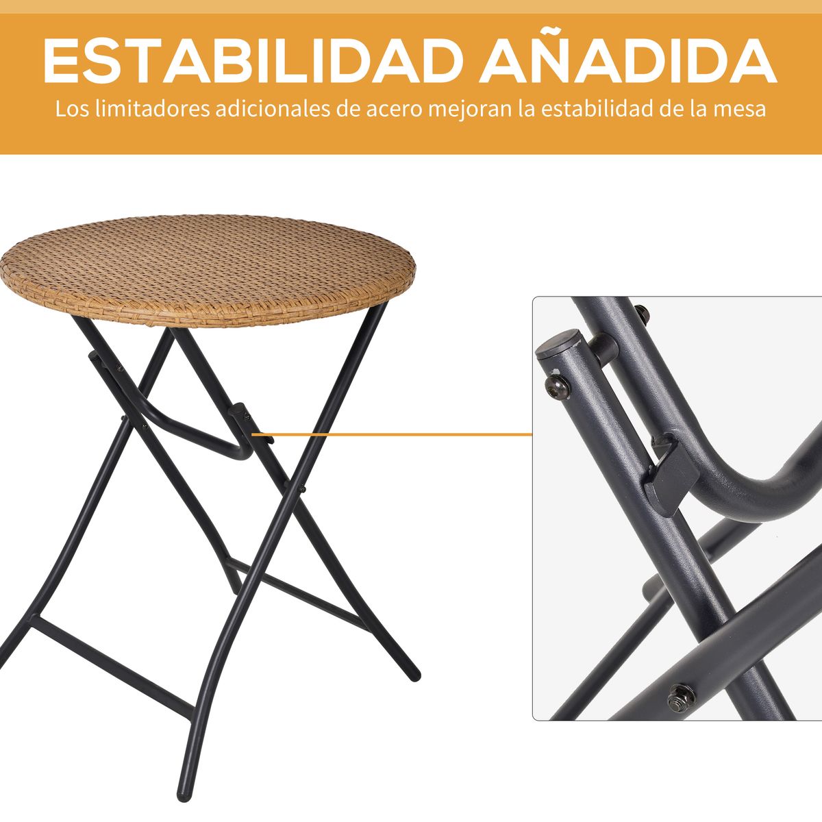 Conjunto de exterior Laguna Outsunny mesa + 2 sillas natural