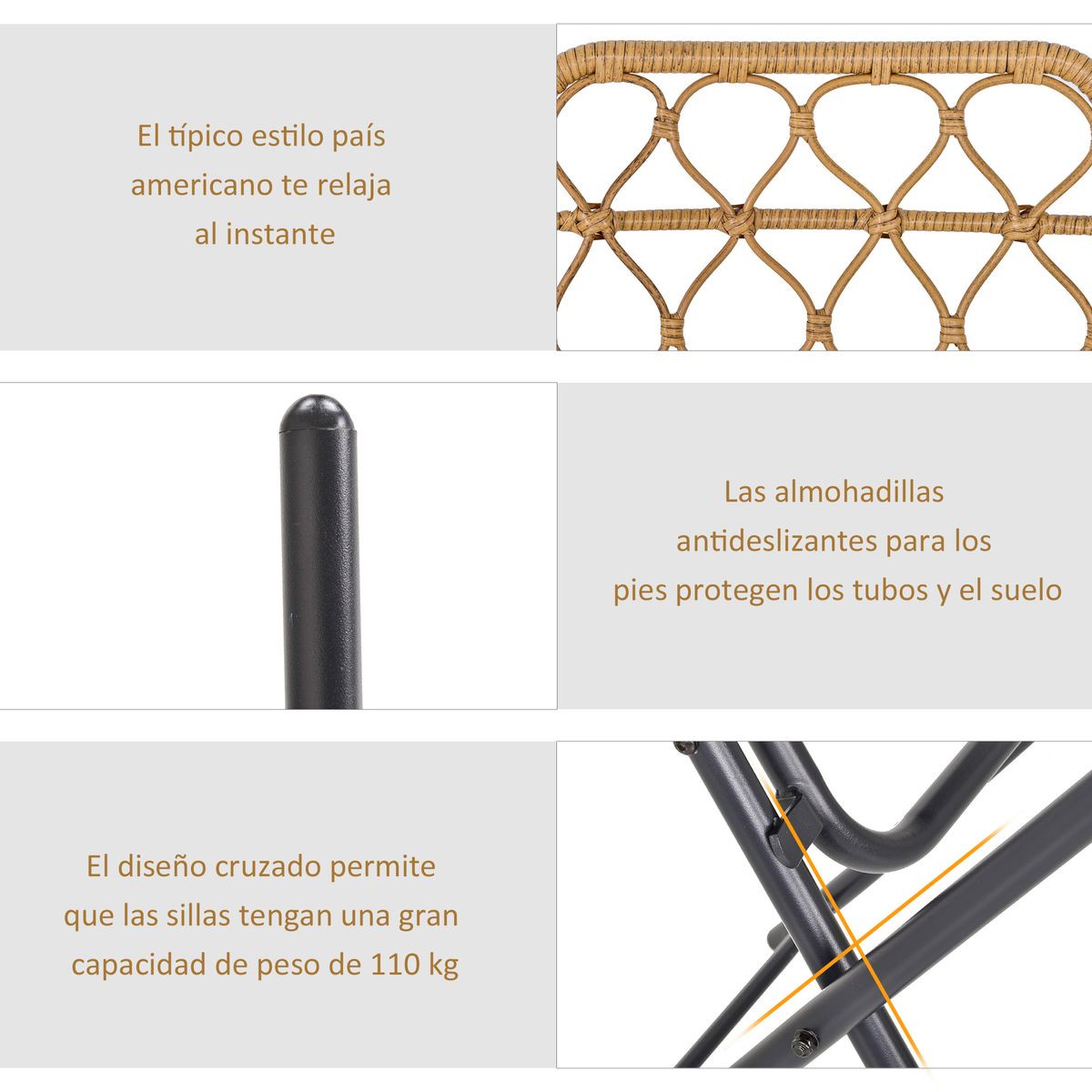 Conjunto de exterior Laguna Outsunny mesa + 2 sillas natural