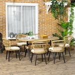 Conjunto de jardín Madagascar Outsunny 1 mesa + 6 sillas natural