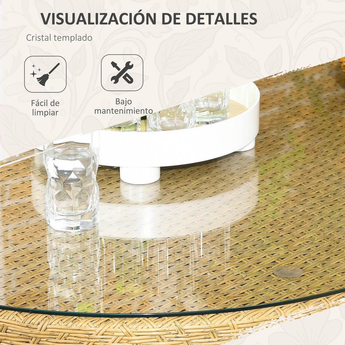 Conjunto de jardín Madagascar Outsunny 1 mesa + 6 sillas natural 6