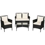 Conjunto de jardín Martín 3 sillones + 1 mesa negro/crema 2