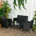 Conjunto de jardín Martín 3 sillones + 1 mesa negro/crema 7