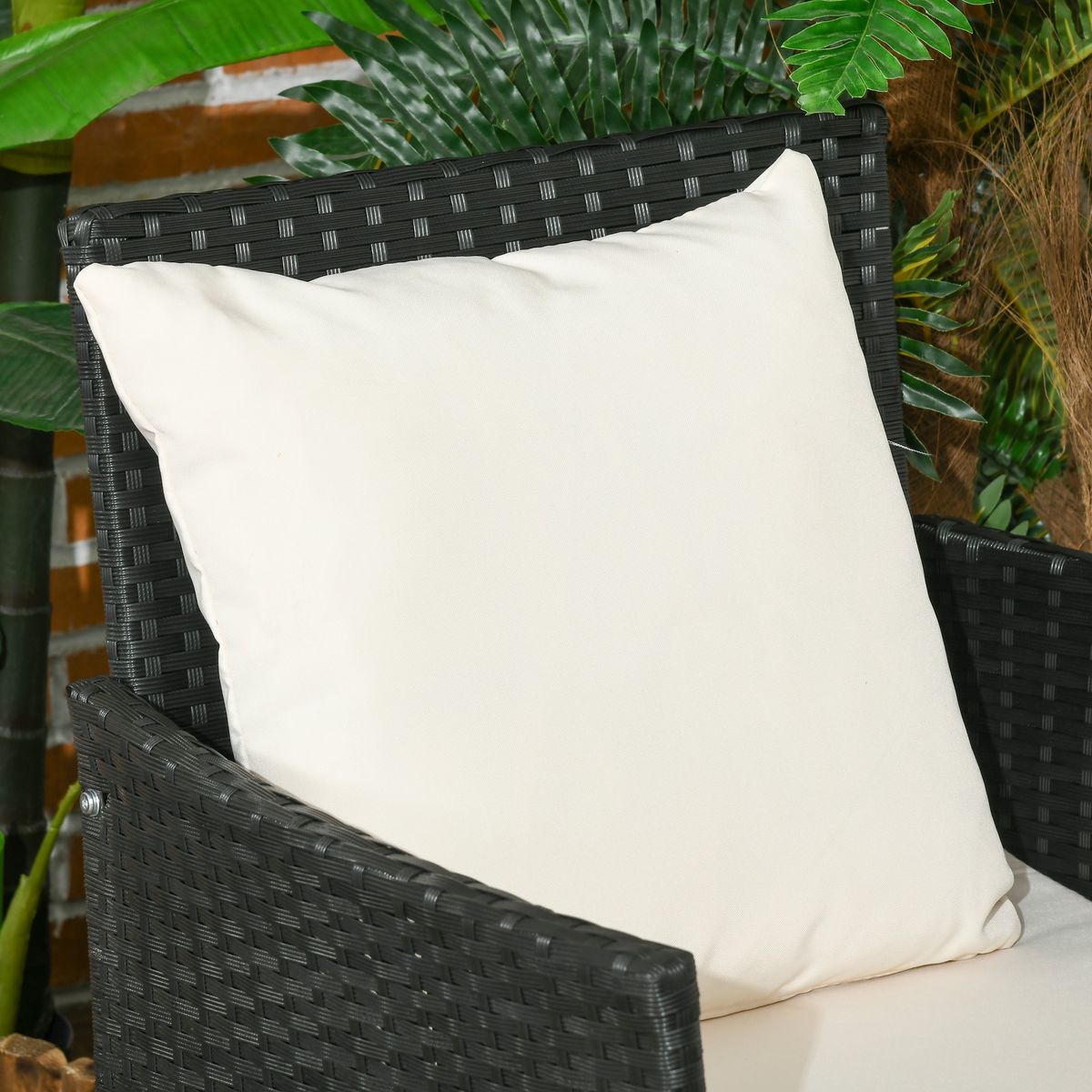 Conjunto de jardín Martín 3 sillones + 1 mesa negro/crema 8