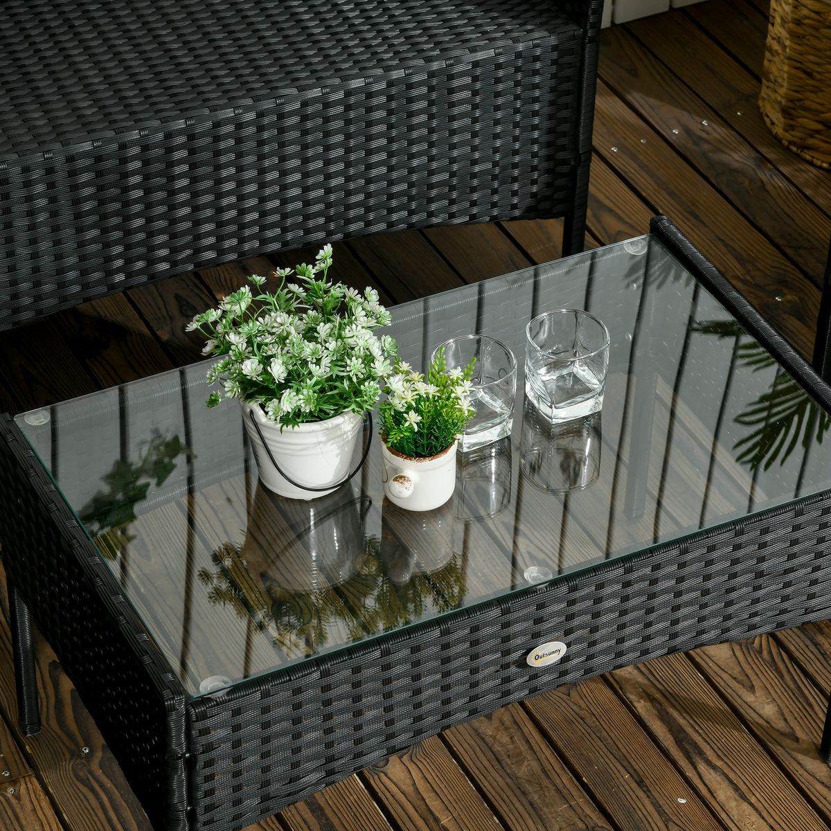 Conjunto de jardín Martín 3 sillones + 1 mesa negro/crema 9