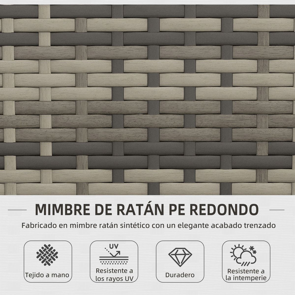 Conjunto de jardín Brilliant Outsunny 3 sillones + 1 mesa gris 4