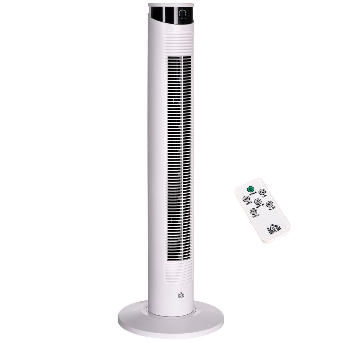 Ventilador de torre Homcom 45W oscilante con mando a distancia blanco Ø31,5x93 cm