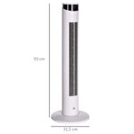 Ventilador de torre Homcom 45W oscilante con mando a distancia blanco Ø31,5x93 cm