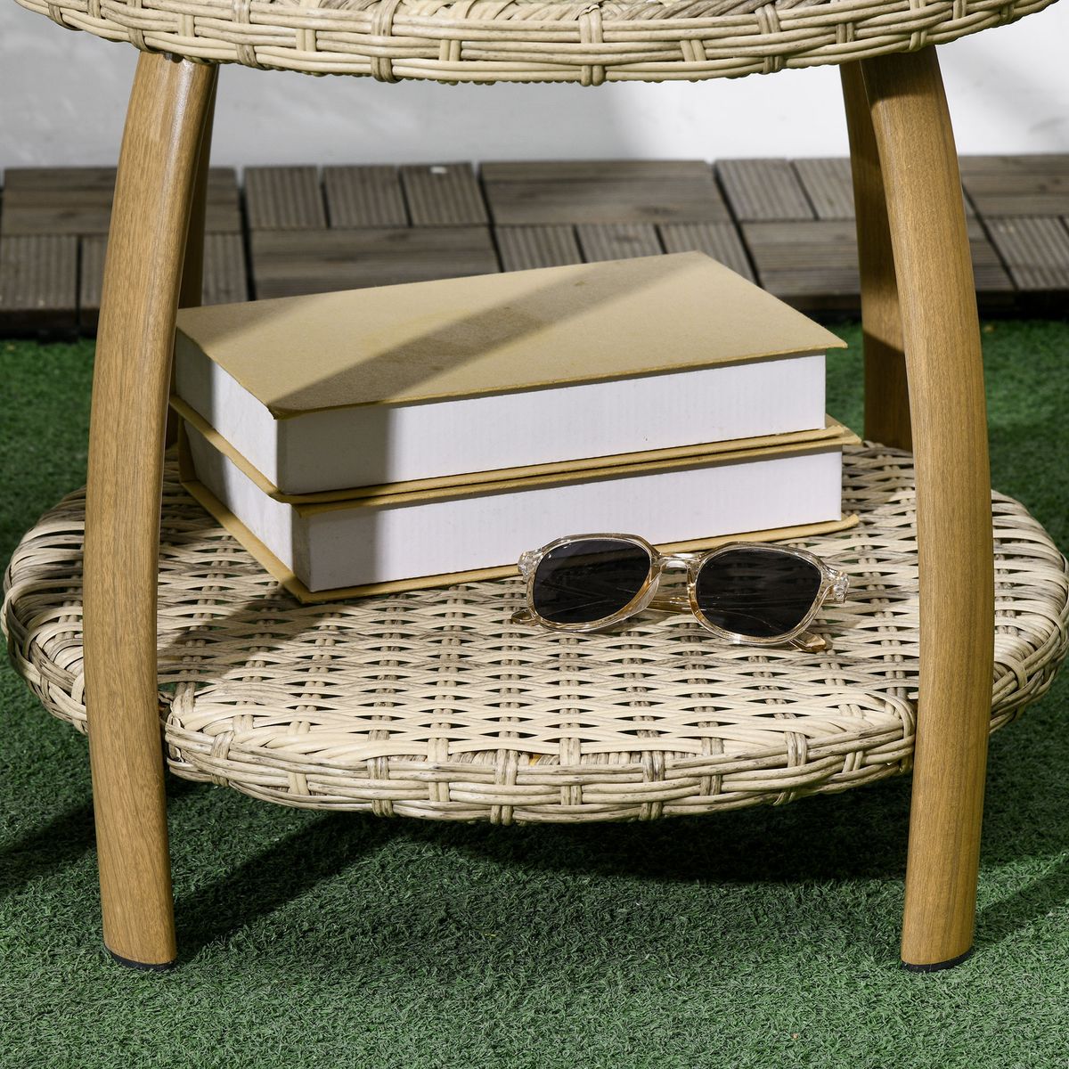 Conjunto de jardín Mayotte Outsunny 2 sillones + 1 mesa natural 8