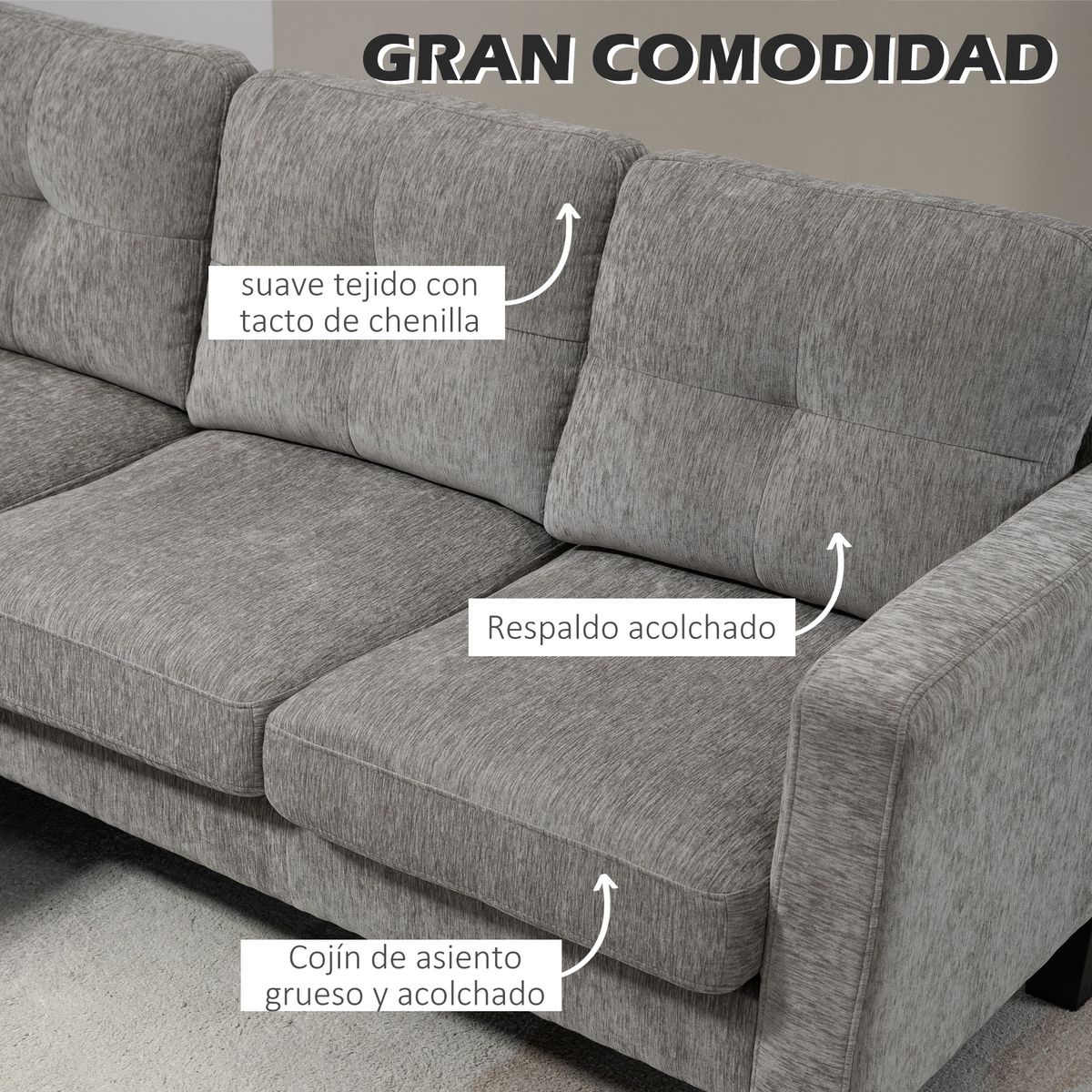 Sofá chaiselongue Zahara Homcom reversible marrón 84x186x130 cm