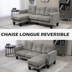 Sofá chaiselongue Zahara Homcom reversible marrón 84x186x130 cm