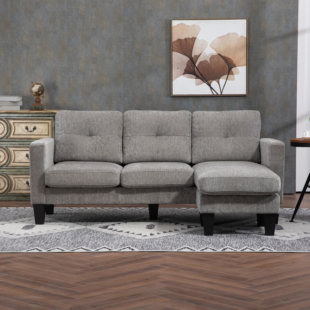 Sofá chaiselongue Zahara Homcom reversible marrón 84x186x130 cm