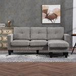 Sofá chaiselongue Zahara Homcom reversible marrón 84x186x130 cm