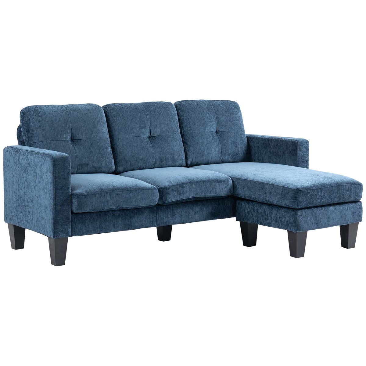 Sofá chaiselongue Zahara Homcom reversible azul 84x186x130 cm