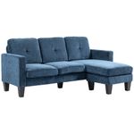 Sofá chaiselongue Zahara Homcom reversible azul 84x186x130 cm