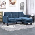 Sofá chaiselongue Zahara Homcom reversible azul 84x186x130 cm