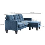 Sofá chaiselongue Zahara Homcom reversible azul 84x186x130 cm