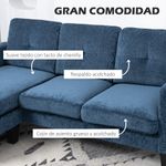 Sofá chaiselongue Zahara Homcom reversible azul 84x186x130 cm