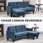 Sofá chaiselongue Zahara Homcom reversible azul 84x186x130 cm