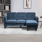 Sofá chaiselongue Zahara Homcom reversible azul 84x186x130 cm