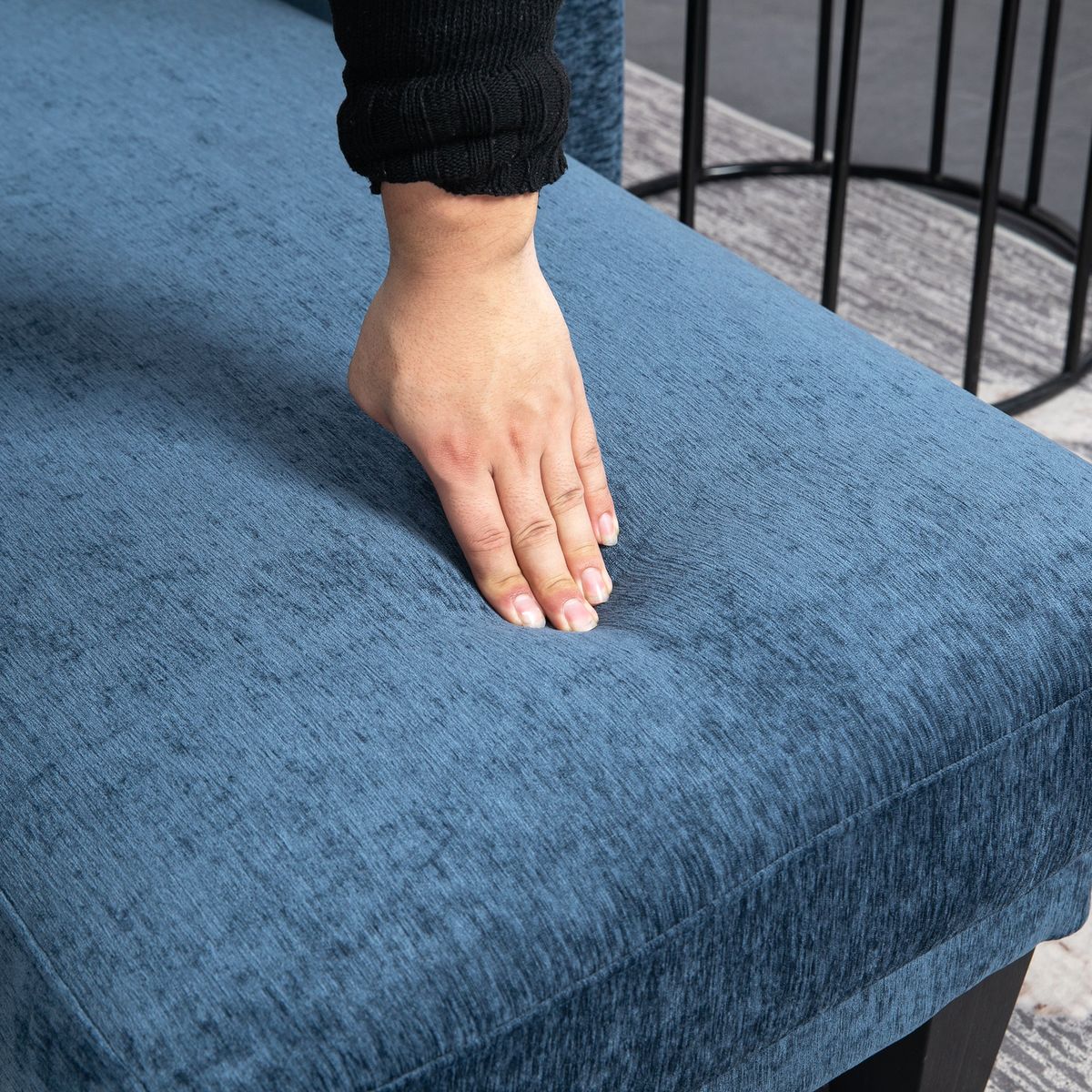 Sofá chaiselongue Zahara Homcom reversible azul 84x186x130 cm