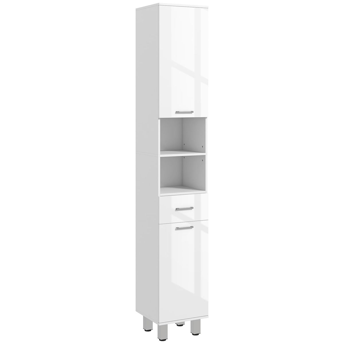 Mueble-auxiliar-Air-Kleankin-con-cajon---3-estantes---2-armarios-blanco-brillo-180x30x30-cm